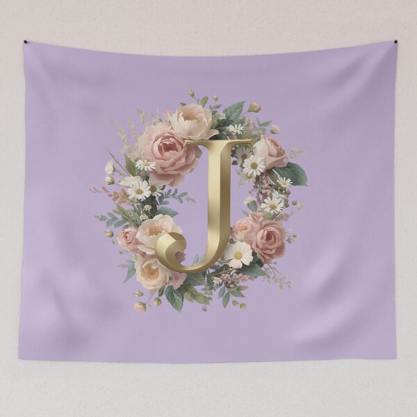 Item preview, Floral Monogram Letter J Wall Art – Elegant Gold Initial J with Roses & Peonies | Personalized Wedding Gift, Nursery Decor, Feminine Botanical Initial J Print designed and sold by AmenAlways.