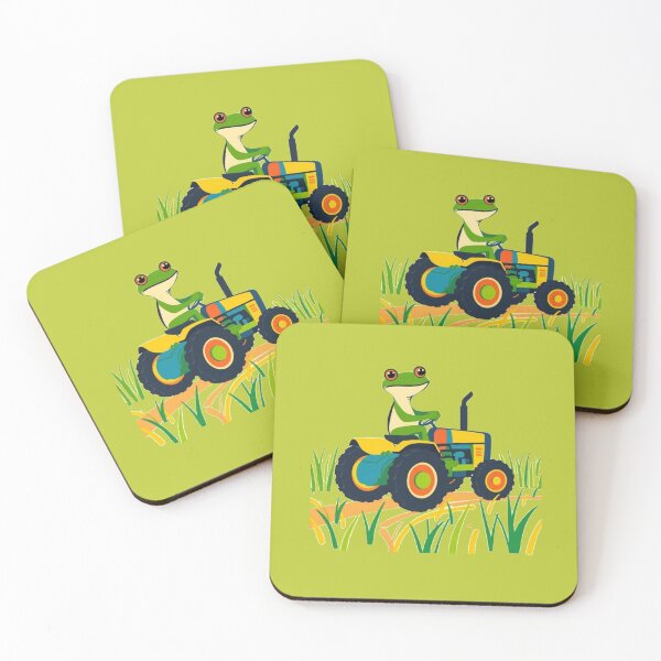 Item preview, Whimsical Geometric Frog Farmer Tee - Abstract Vector Tractor Pilot designed and sold by karim38.