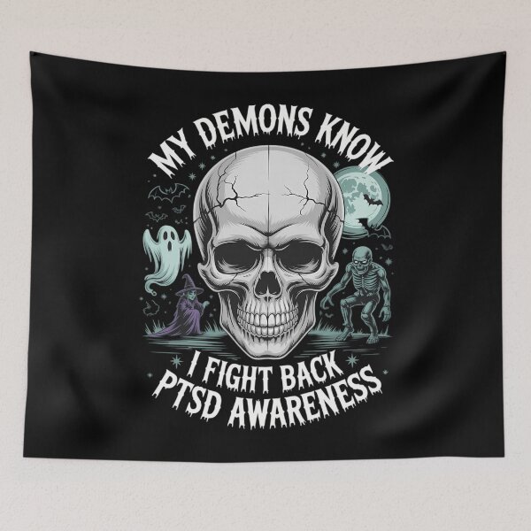 Item preview, Reaper PTSD My Demons Know I Fight Mental Health Awareness designed and sold by DoorwayThreads.
