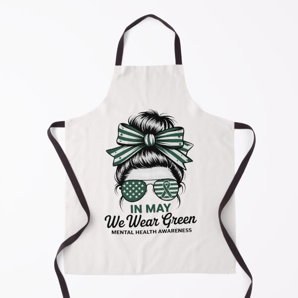 Item preview, We Wear Green Messy Bun Mental Health Awareness designed and sold by DoorwayThreads.