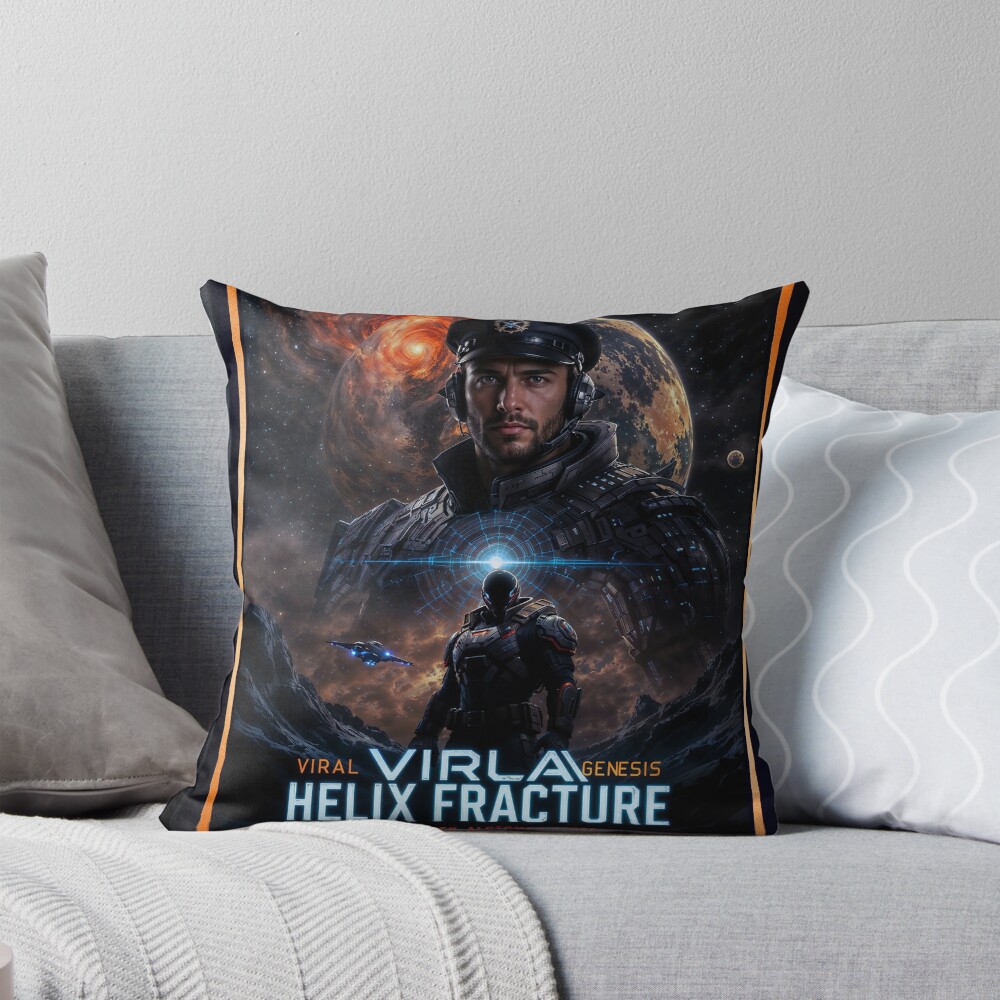 Viral Genesis The Helix Fracture Sci-Fi Movie Poster Intriguing AI Concept Art by Xzendor7 Decorative Art Print Throw Pillow