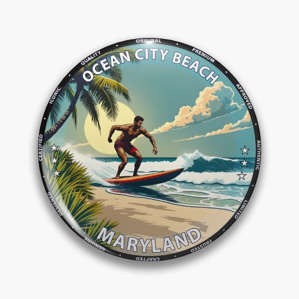 Item preview, Ocean City Beach – Maryland USA - Surf lifestyle classic beach waves designed and sold by inkNext.