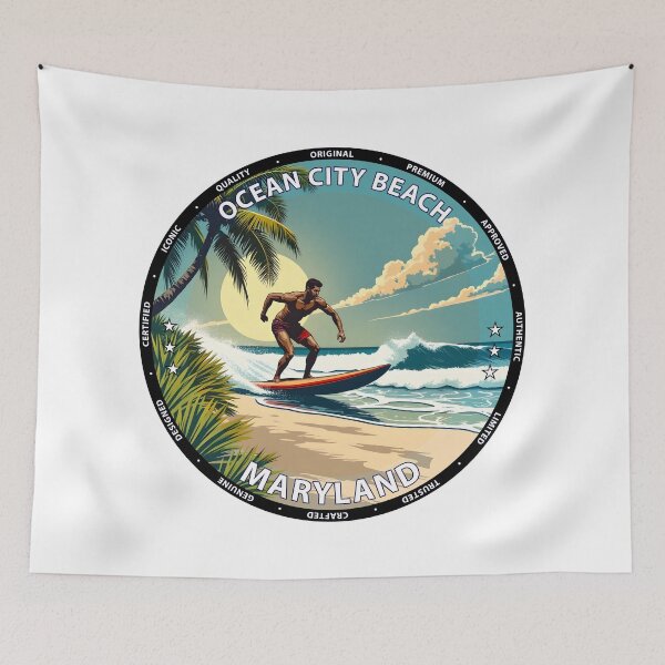 Item preview, Ocean City Beach – Maryland USA - Surf lifestyle classic beach waves designed and sold by inkNext.