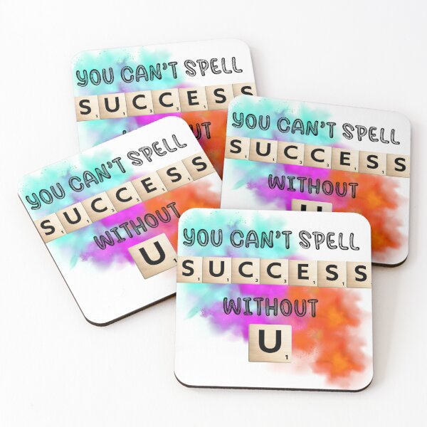 Item preview, You Can't Spell Success Without U! Watercolour + Scrabble design designed and sold by LavenderLibraryPress.