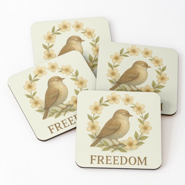 Item preview,  Freedom Bird with Floral Wreath | Inspirational Nature Quote Design | Vintage Watercolor Bird Art designed and sold by KDesignCrafts.