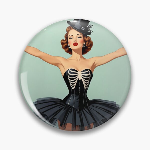 Item preview, Vintage Skeleton Ballerina Pin-Up – 1940s George Petty Style designed and sold by Lightning-Lace.