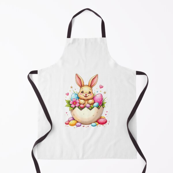 Item preview, Cute bunny surrounded by colorful Easter eggs in a whimsical setting with flowers and hearts in springtime designed and sold by SpaceartLilu.