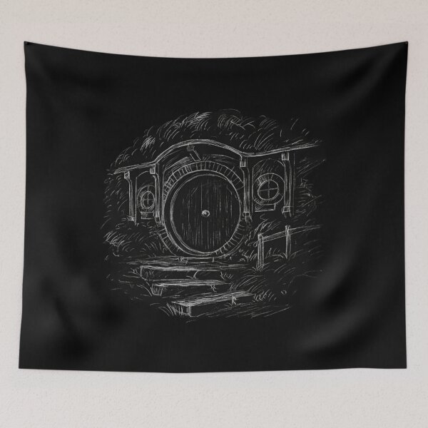 Item preview, Cozy Hill Burrow Door — Fantasy Cottage Chalk Illustration - Fantasy designed and sold by Fenay Designs.