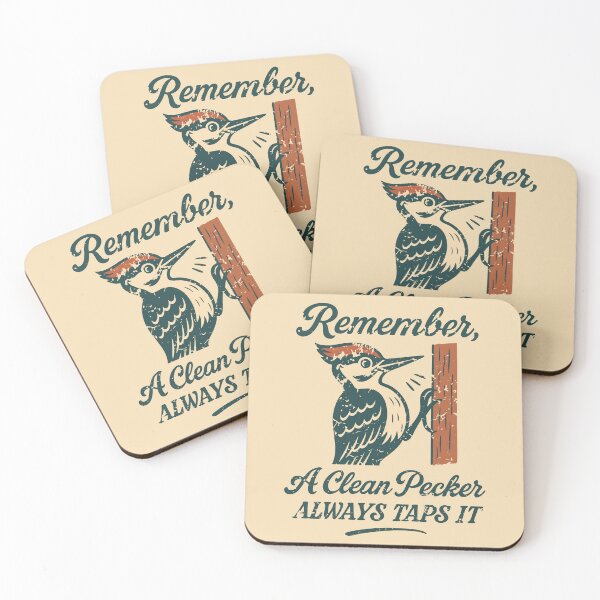 Item preview, Retro Woodpecker Humor – “A Clean Pecker Always Taps It” Vintage Funny Design designed and sold by DirtyGirlGraphics.