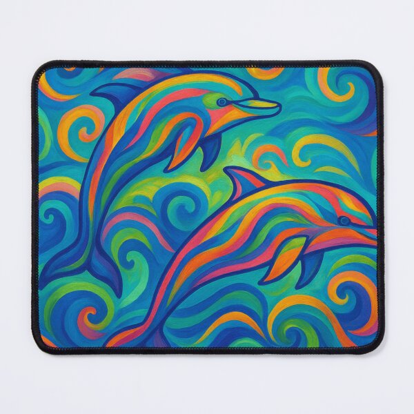 Item preview, Ocean Dolphin Dance – Surreal Colourful Dolphins in Abstract Waves designed and sold by mrrichard515.