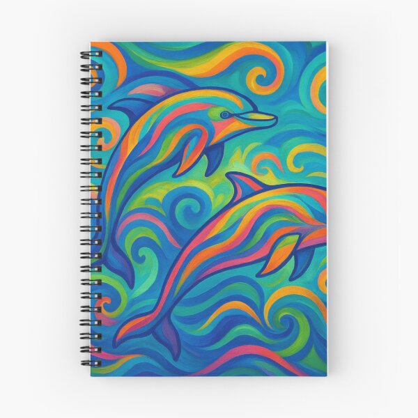 Item preview, Ocean Dolphin Dance – Surreal Colourful Dolphins in Abstract Waves designed and sold by mrrichard515.