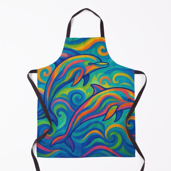 Item preview, Ocean Dolphin Dance – Surreal Colourful Dolphins in Abstract Waves designed and sold by mrrichard515.