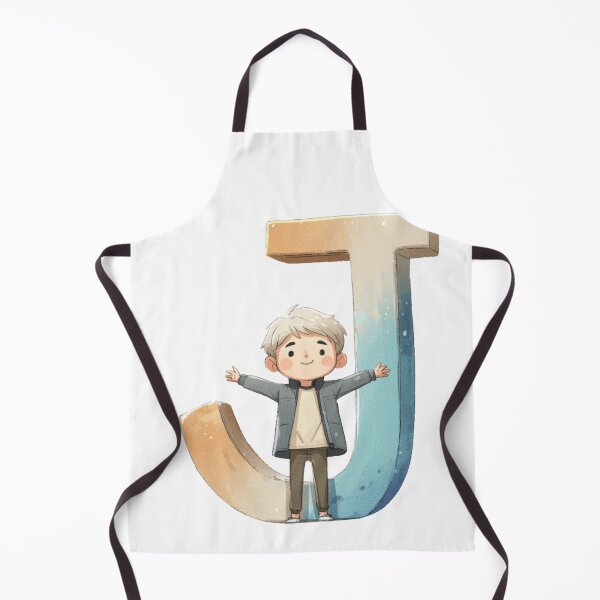 Item preview, Cute Boy with Open Arms in Front of Giant Letter J Illustration designed and sold by JunsH.