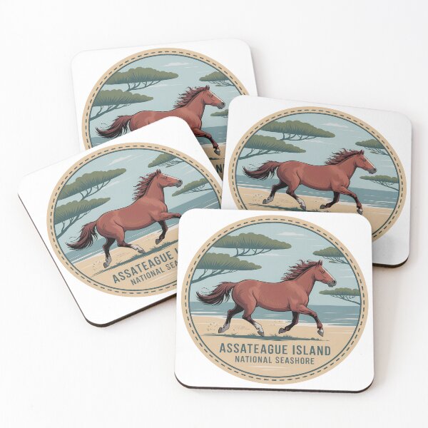 Item preview, Assateague Island National Seashore Horse  – Vintage Travel Poster Style designed and sold by VividOrganica.