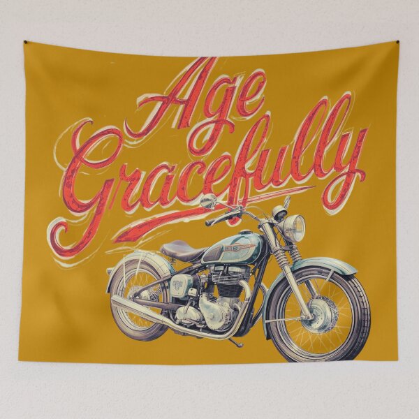 Item preview, Age Gracefully – Retro Motorcycle Biker Vintage Design designed and sold by WovennDesigns.