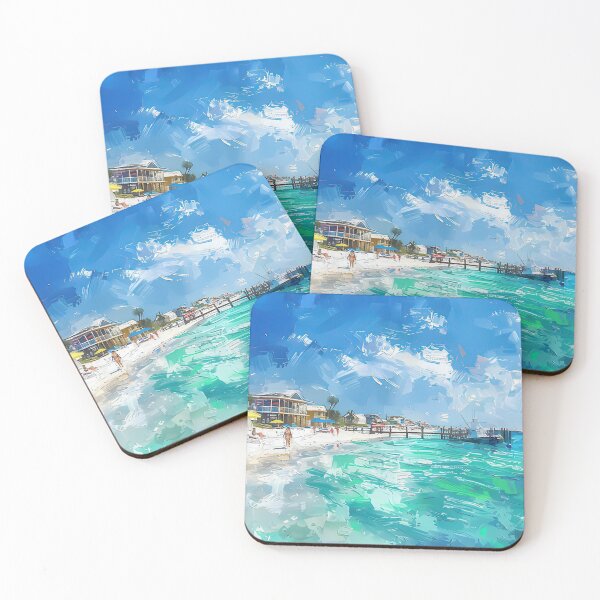 Item preview, Vibrant Beach Day In Destin Florida With Boats And Umbrellas designed and sold by Mcdavedjeme.