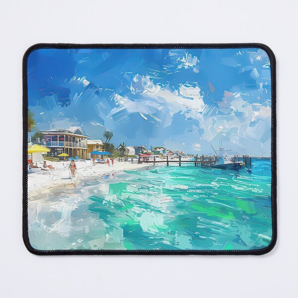 Item preview, Vibrant Beach Day In Destin Florida With Boats And Umbrellas designed and sold by Mcdavedjeme.