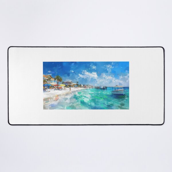 Item preview, Vibrant Beach Day In Destin Florida With Boats And Umbrellas designed and sold by Mcdavedjeme.