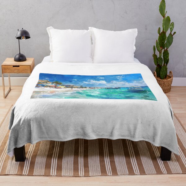 Item preview, Vibrant Beach Day In Destin Florida With Boats And Umbrellas designed and sold by Mcdavedjeme.