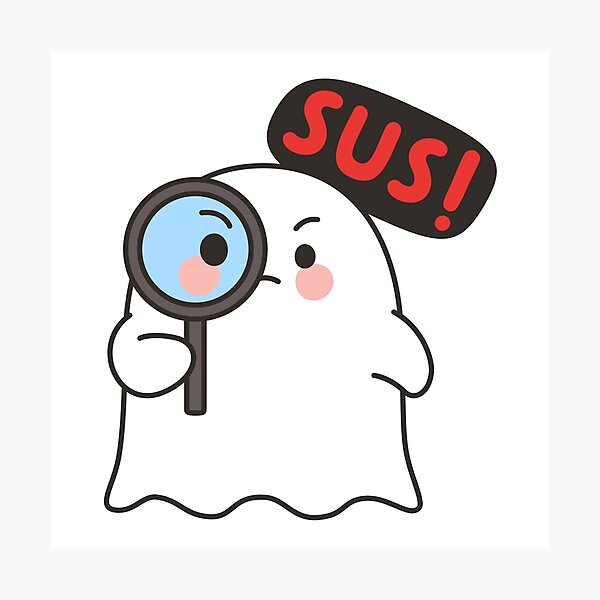 Item preview, Cute Ghost SUS Emote – Funny Kawaii Meme Sticker designed and sold by BibleProject.