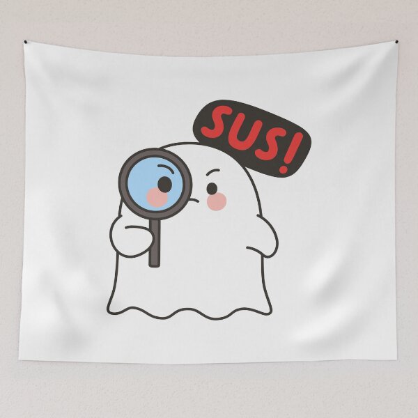 Item preview, Cute Ghost SUS Emote – Funny Kawaii Meme Sticker designed and sold by BibleProject.