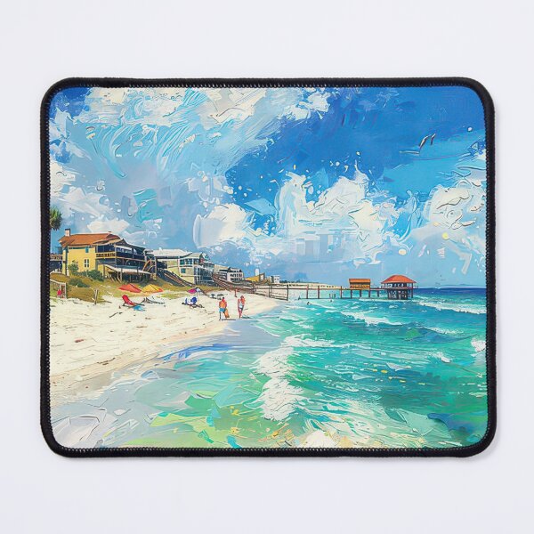 Item preview, Sunny Beach Day With Colorful Umbrellas And Pier Coastal Scene From Destin Florida designed and sold by Mcdavedjeme.