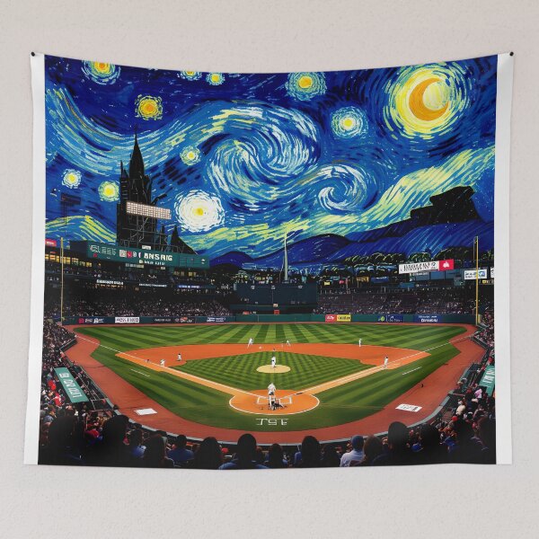 Item preview, starry night baseball game colorful abstract design designed and sold by SmashingDeals.