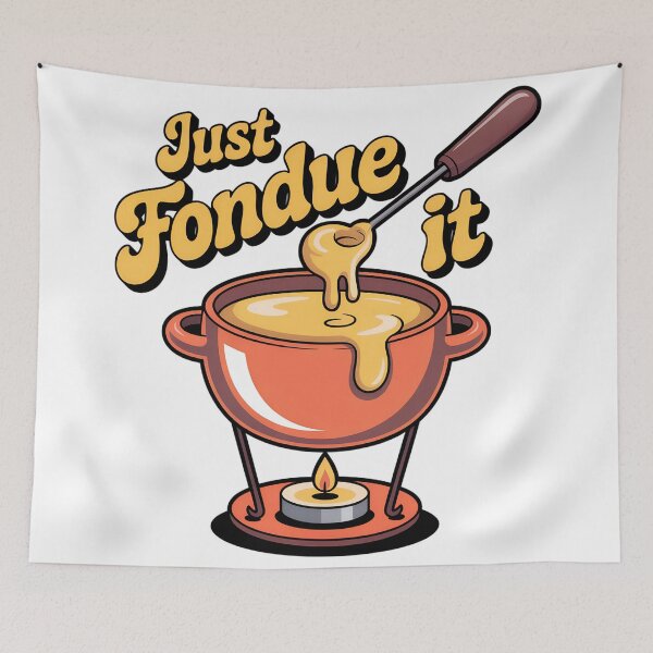 Item preview, Just Fondue It – Cartoon Cheese Fondue Pot Illustration, Cute Foodie Design designed and sold by VividOrganica.
