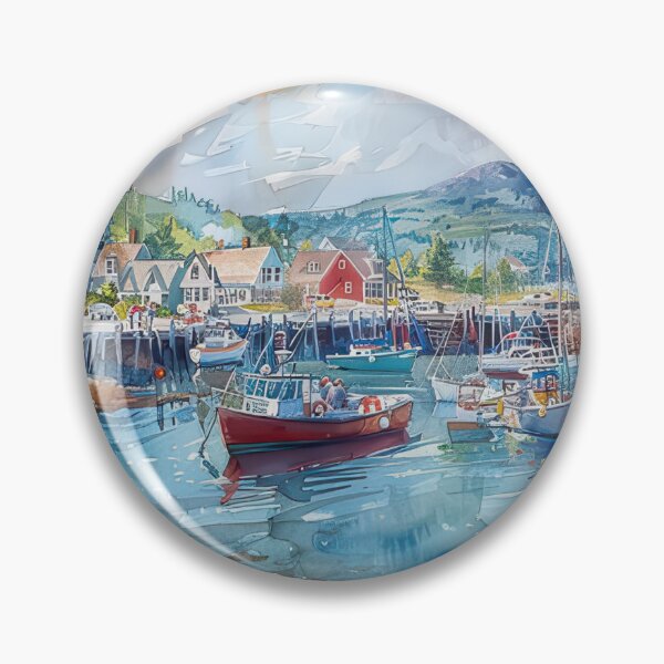 Item preview, Summer In Bar Harbor Watercolor Coastal Landscape Of Maine designed and sold by Mcdavedjeme.