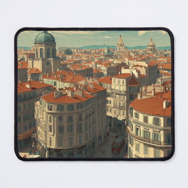 Item preview, Vintage Cityscape with Trams – Retro European Poster Art designed and sold by mliotard.