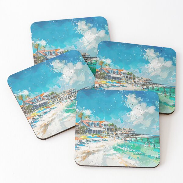Item preview, Colorful Umbrellas And Pier On Destin Florida Beach Coastal Scene designed and sold by Mcdavedjeme.