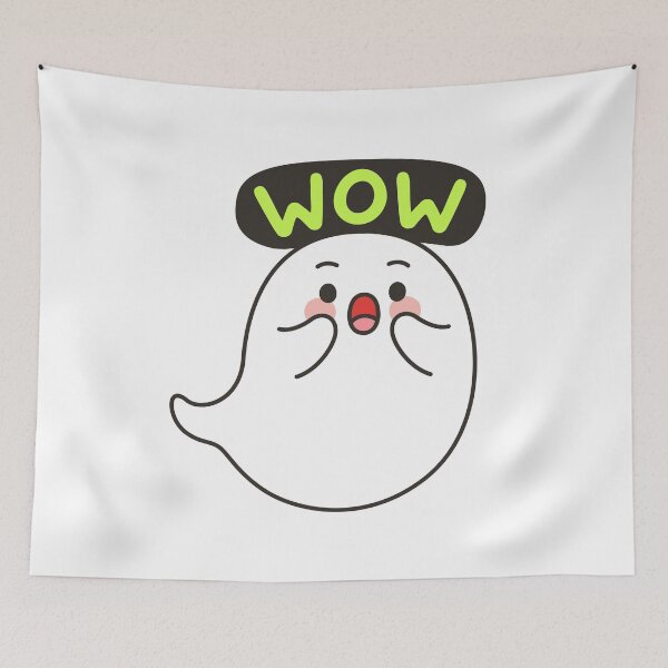 Item preview, Cute Ghost WOW Emote – Funny Reaction Kawaii Sticker designed and sold by BibleProject.