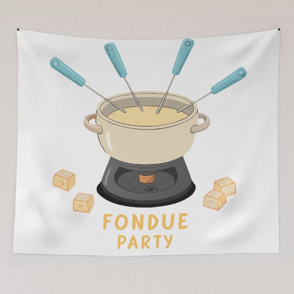 Item preview, Fondue Party  – Cute Cartoon Cheese Fondue Pot with Forks, Fun Foodie Design designed and sold by VividOrganica.