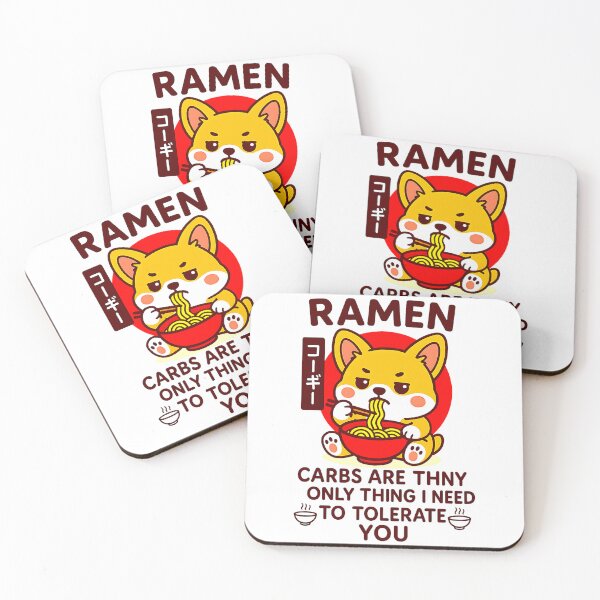Item preview, Carbs Are the Only I Need to Tolerate You Kawaii Corgi Eating Ramen Cute Chibi Dog, Funny Foodie Carbs Quote designed and sold by Millionaireboss.