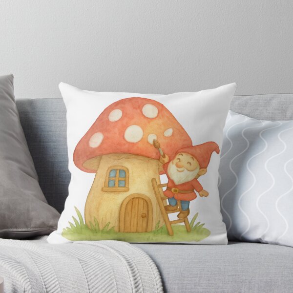 Item preview, A Cheerful Gnome Decorating His Mushroom House designed and sold by IraBum.