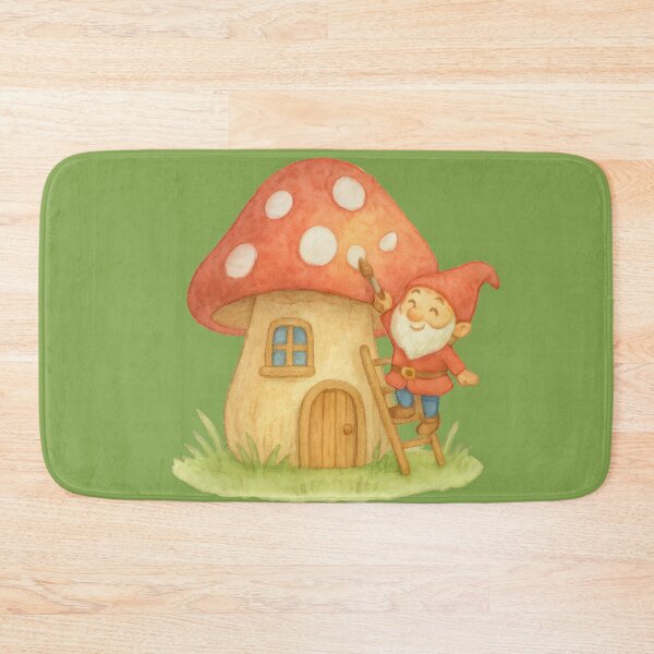 Item preview, A Cheerful Gnome Decorating His Mushroom House designed and sold by IraBum.