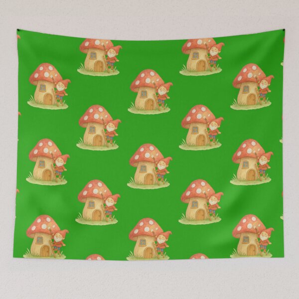 Item preview, A Cheerful Gnome Decorating His Mushroom House designed and sold by IraBum.