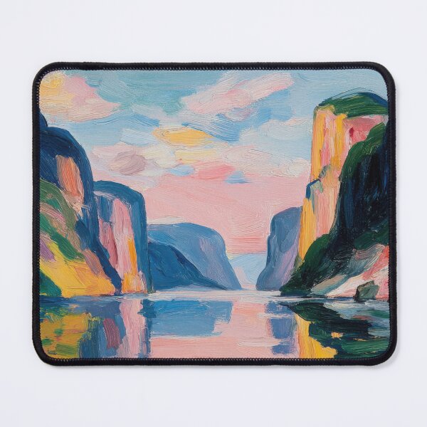 Item preview, Abstract oil painting Dreamlike fjord designed and sold by ArtHouseNiklas.