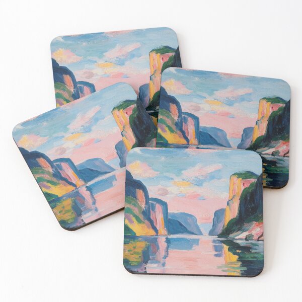 Item preview, Abstract oil painting Dreamlike fjord designed and sold by ArtHouseNiklas.