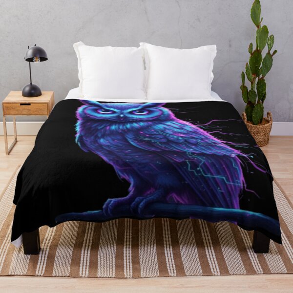 Item preview, Cybernetic Owl: Digital Wisdom - Unique Neon Bio-Glitch Bird Art Design designed and sold by trend-forge.