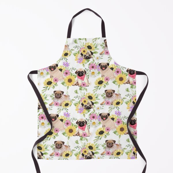 Item preview, Pug cute flowers pattern designed and sold by BeebooDesign.