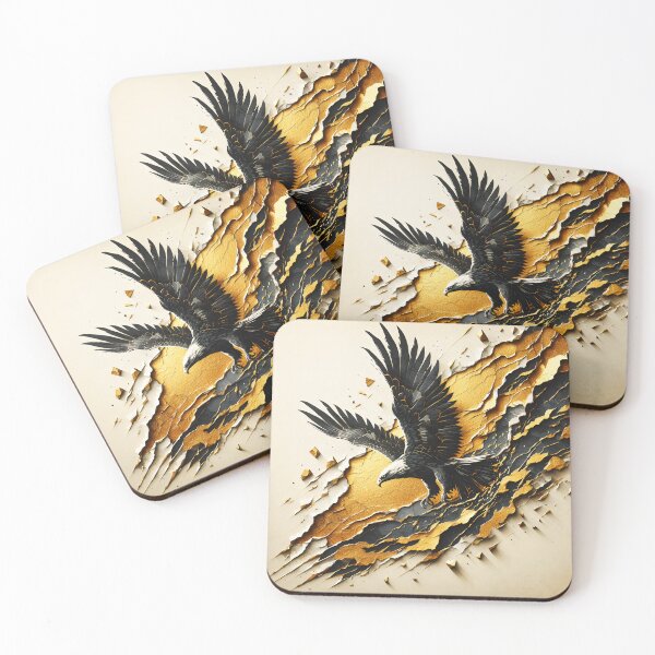 Item preview, Torn Paper Charcoal Gold Eagle, Ai Generated Art  designed and sold by ACC .