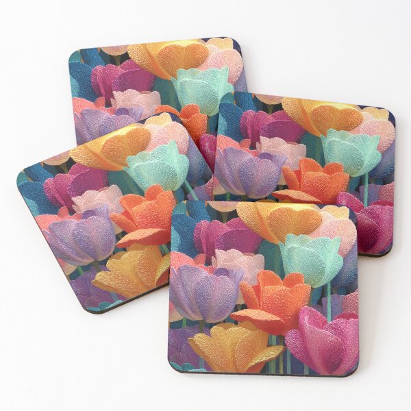 Item preview, Colorful Tulips Painting Floral Wall Art designed and sold by AutoPopStudio.