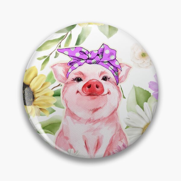 Item preview, Pig cute flowers pattern designed and sold by BeebooDesign.