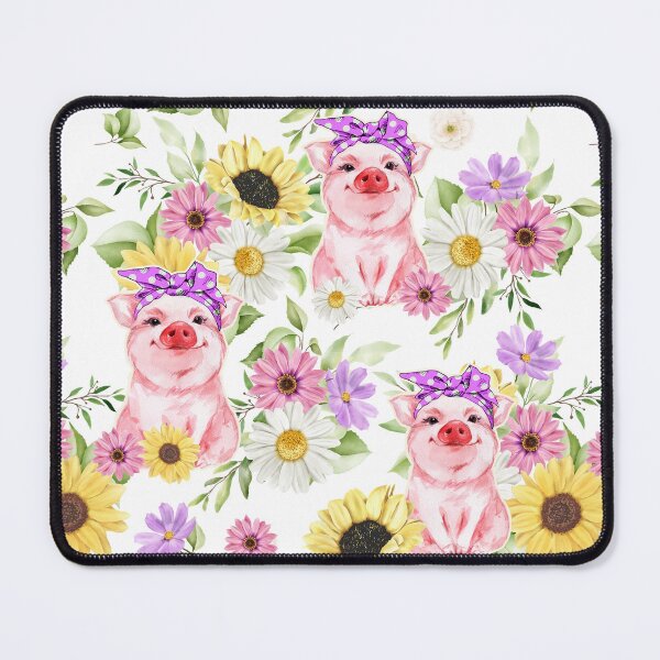 Item preview, Pig cute flowers pattern designed and sold by BeebooDesign.