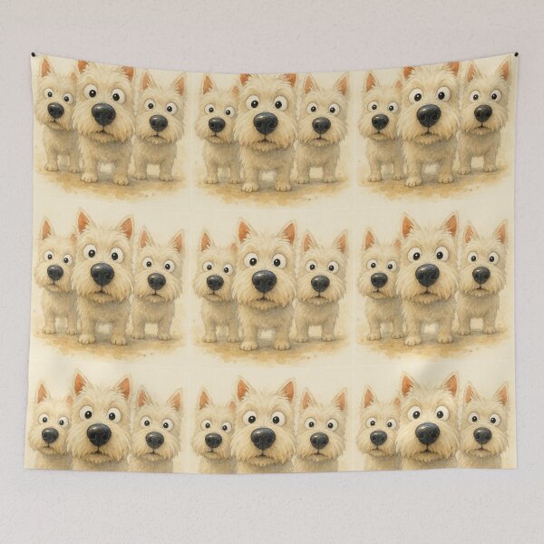 Item preview, Cute West Highland Terrier Dog Family ' WeSTie BroS' BY SHiRLeY MacARTHuR designed and sold by Shirley MacArthur Art.