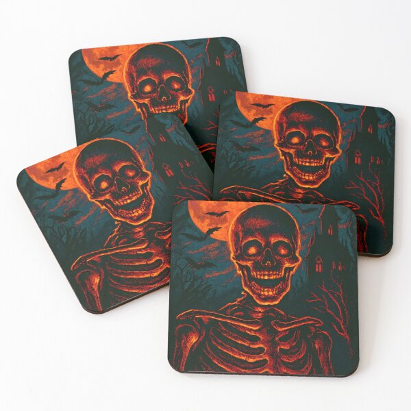 Item preview, Fiery Skeleton Halloween Moon Art  designed and sold by PandaTShirtShop.