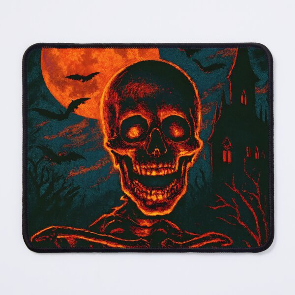Item preview, Fiery Skeleton Halloween Moon Art designed and sold by PandaTShirtShop.