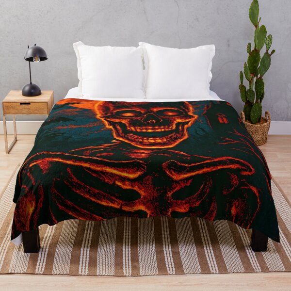 Item preview, Fiery Skeleton Halloween Moon Art  designed and sold by PandaTShirtShop.