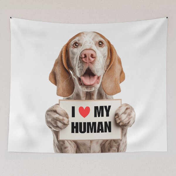 Item preview, Cute Bracco Italiano dog with Signboard I love my Human  designed and sold by LazyOwlStore.